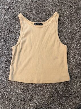 Zara Beige Ribbed Tank Top